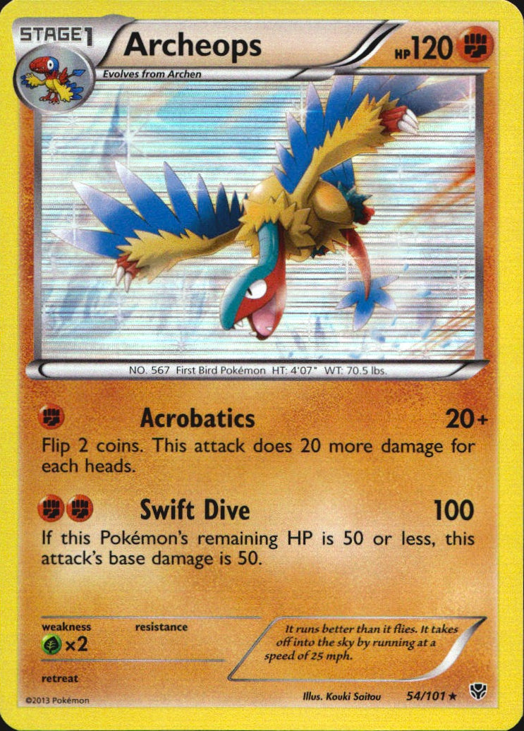 Archeops 54/101 Holo Rare Plasma Blast Pokemon Near Mint
