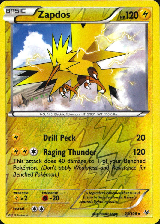 Zapdos 23/108 Rare Roaring Skies Pokemon Reverse Holo Near Mint