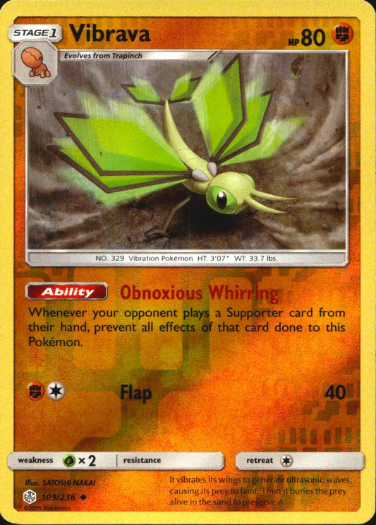 Vibrava 109/236 Uncommon Cosmic Eclipse Pokemon Reverse Holo Near Mint