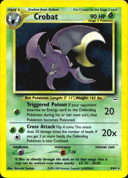 Crobat 4/64 Holo Rare Neo Revelation Pokemon Lightly Played