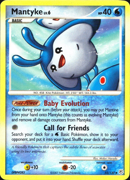 Mantyke 55/130 Uncommon Diamond & Pearl Pokemon Near Mint
