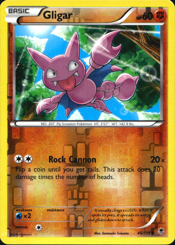 Gligar 46/119 Common Phantom Forces Pokemon Reverse Holo Near Mint