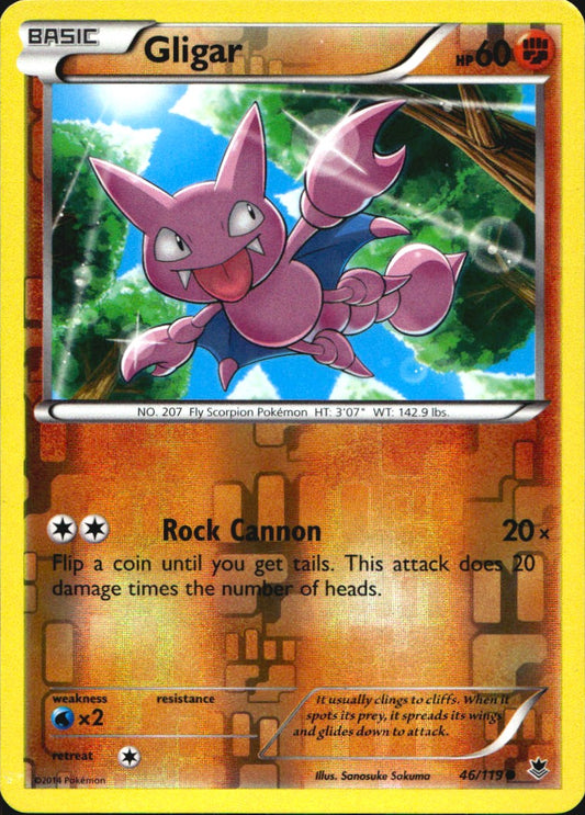 Gligar 46/119 Common Phantom Forces Pokemon Reverse Holo Near Mint