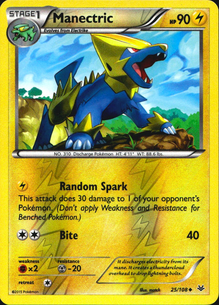 Manectric 25/108 Uncommon Roaring Skies Pokemon Reverse Holo Near Mint