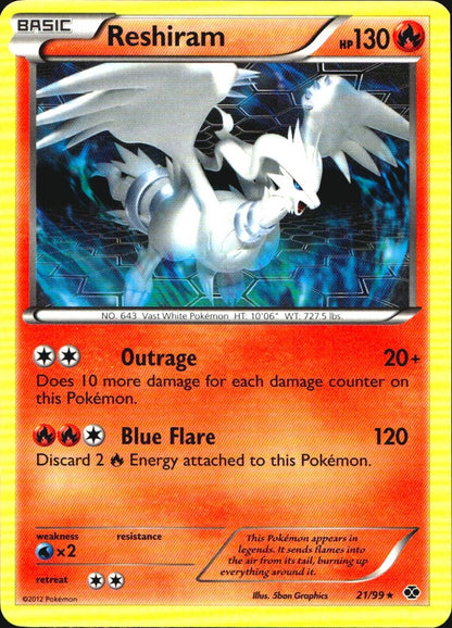 Reshiram 21/99 Rare Next Destinies Pokemon Near Mint