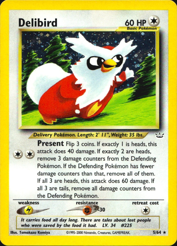 Delibird 5/64 Holo Rare Neo Revelation Pokemon Lightly Played