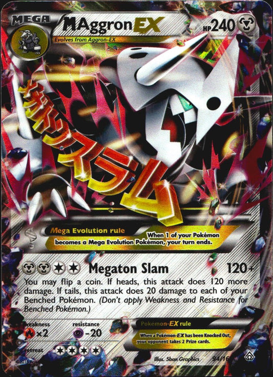 M Aggron EX 94/160 Holo EX Rare Primal Clash Pokemon Near Mint