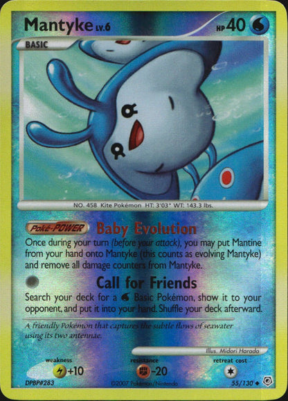 Mantyke 55/130 Uncommon Diamond & Pearl Pokemon Reverse Holo Near Mint