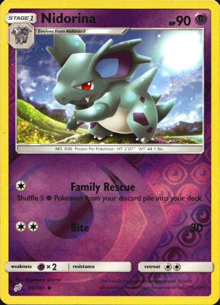 Nidorina 55/181 Uncommon Team Up Pokemon Reverse Holo Near Mint
