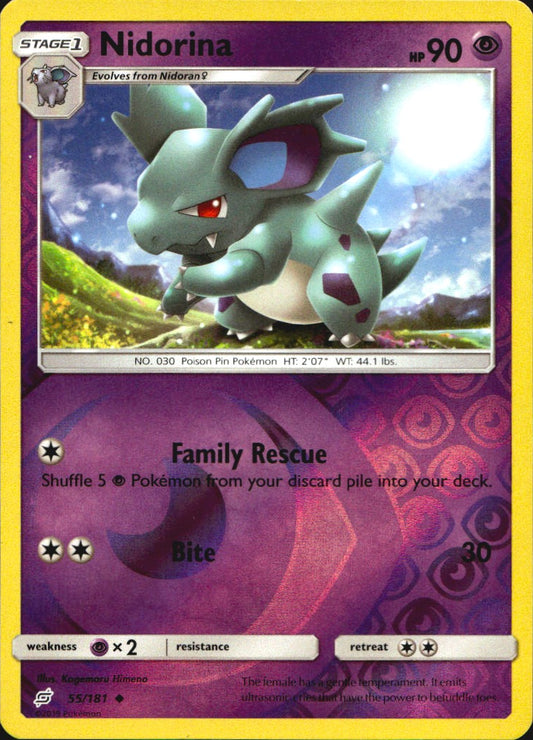 Nidorina 55/181 Uncommon Team Up Pokemon Reverse Holo Near Mint