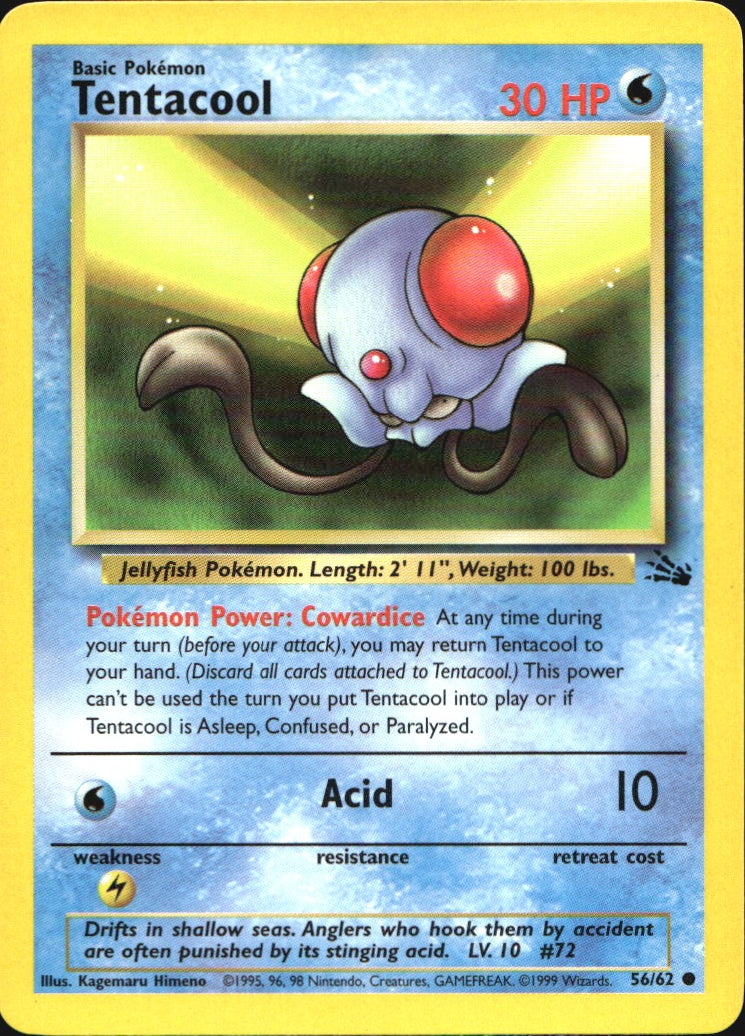 Tentacool 56/62 Common Fossil Pokemon Near Mint