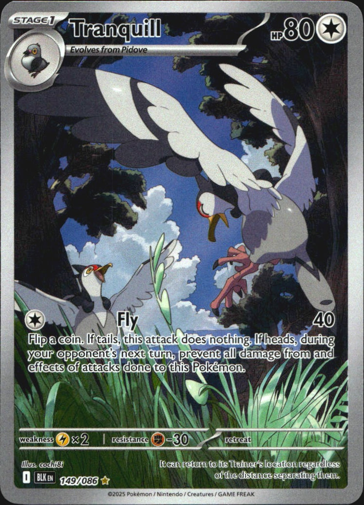 Tranquill 149/086 Illustration Rare Black Bolt Pokemon Near Mint