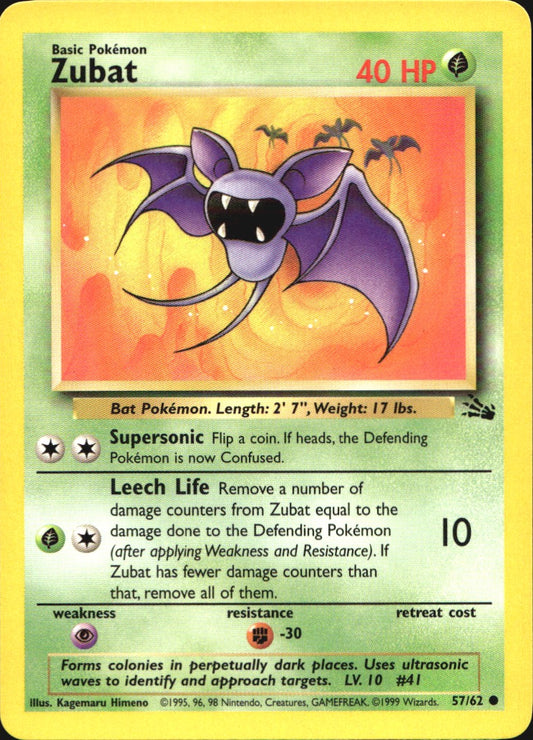 Zubat 57/62 Common Fossil Pokemon Near Mint