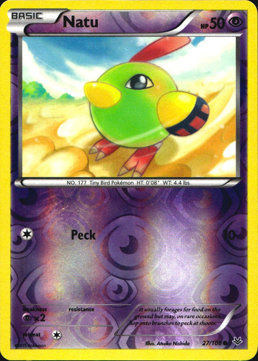 Natu 27/108 Common Roaring Skies Pokemon Reverse Holo Near Mint
