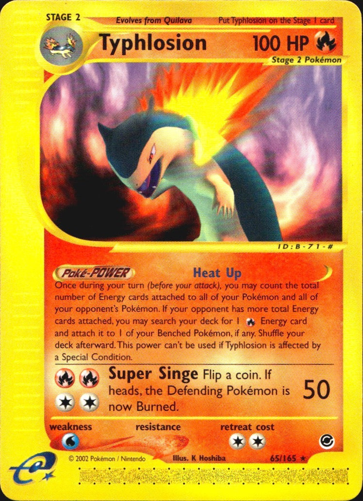 Typhlosion 65/165 Rare Expedition Base Set Pokemon Near Mint