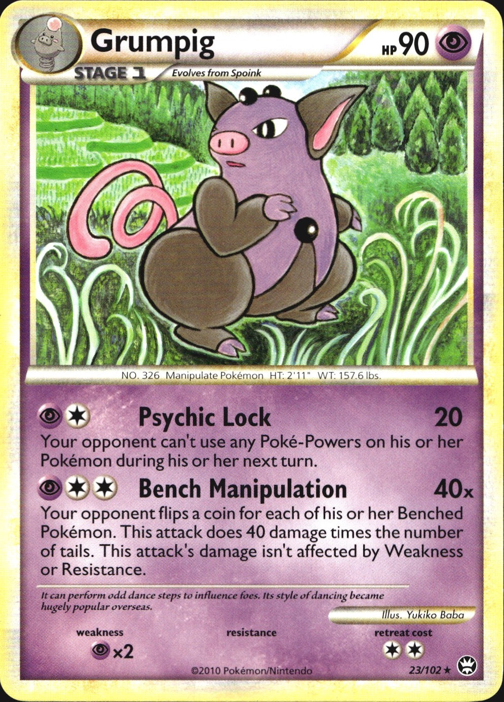 Grumpig 23/102 Rare HGSS Triumphant Pokemon Near Mint