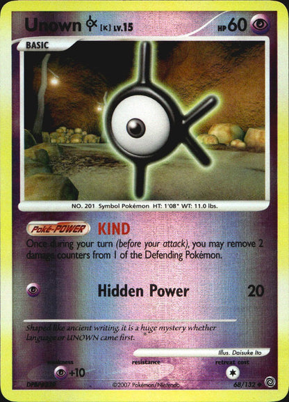 Unown [K] 68/132 Uncommon Secret Wonders Pokemon Reverse Holo Near Mint