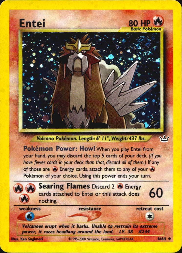 Entei 6/64 Holo Rare Neo Revelation Pokemon Near Mint