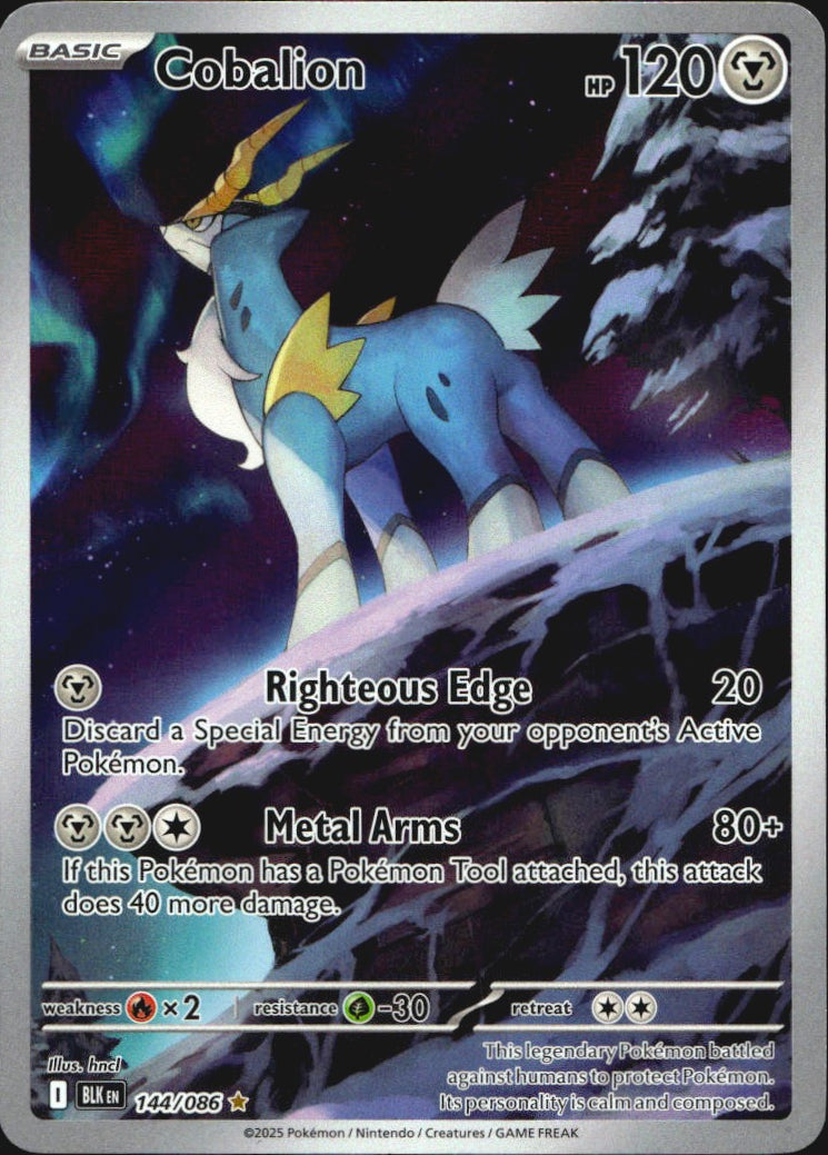 Cobalion 144/086 Illustration Rare Black Bolt Pokemon Near Mint