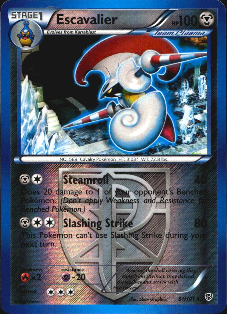 Escavalier 61/101 Rare Plasma Blast Pokemon Reverse Holo Near Mint