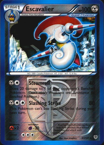 Escavalier 61/101 Rare Plasma Blast Pokemon Reverse Holo Near Mint