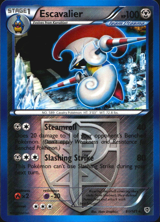 Escavalier 61/101 Rare Plasma Blast Pokemon Reverse Holo Near Mint