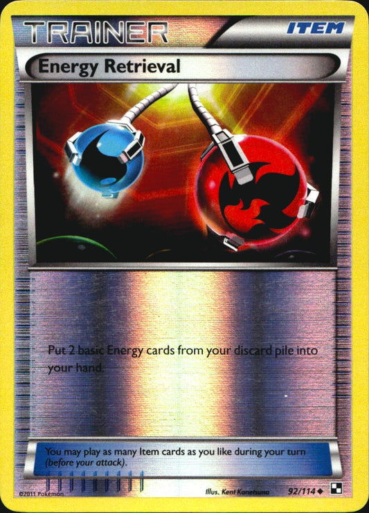 Energy Retrieval 92/114 Uncommon Black & White Pokemon Reverse Holo Near Mint