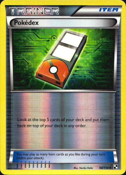 Pokedex 98/114 Uncommon Black & White Pokemon Reverse Holo Near Mint