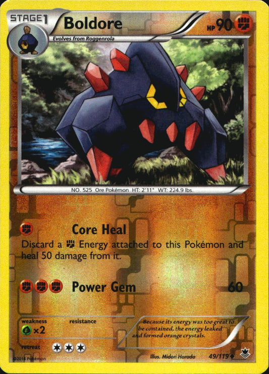 Boldore 49/119 Uncommon Phantom Forces Pokemon Reverse Holo Near Mint