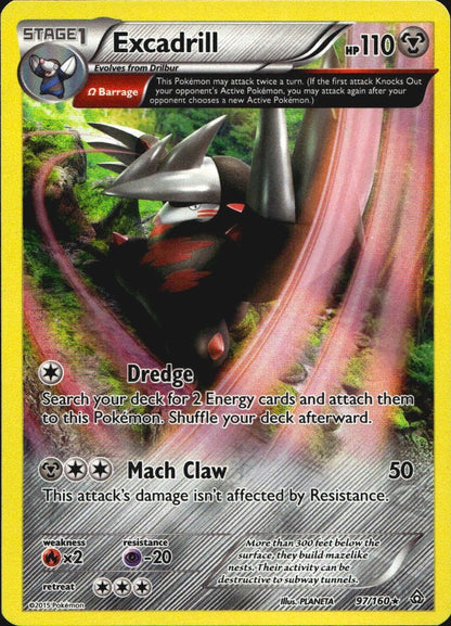 Excadrill 97/160 Holo Rare Primal Clash Pokemon Near Mint