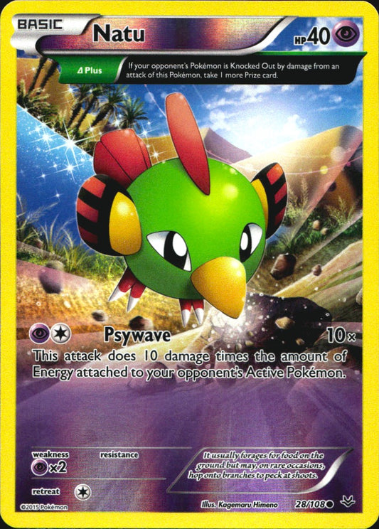 Natu 28/108 Common Roaring Skies Pokemon Reverse Holo Near Mint