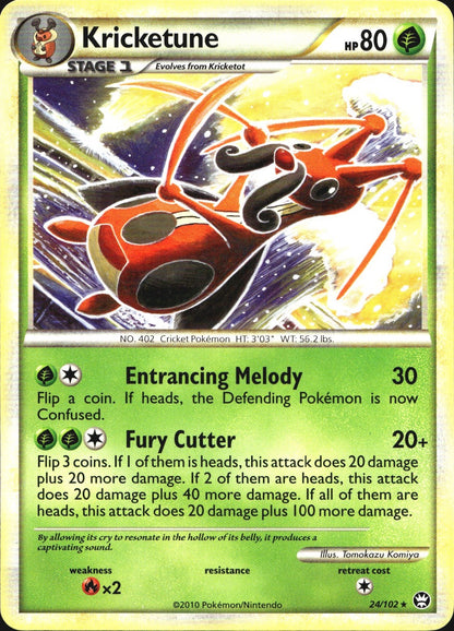 Kricketune 24/102 Rare HGSS Triumphant Pokemon Near Mint