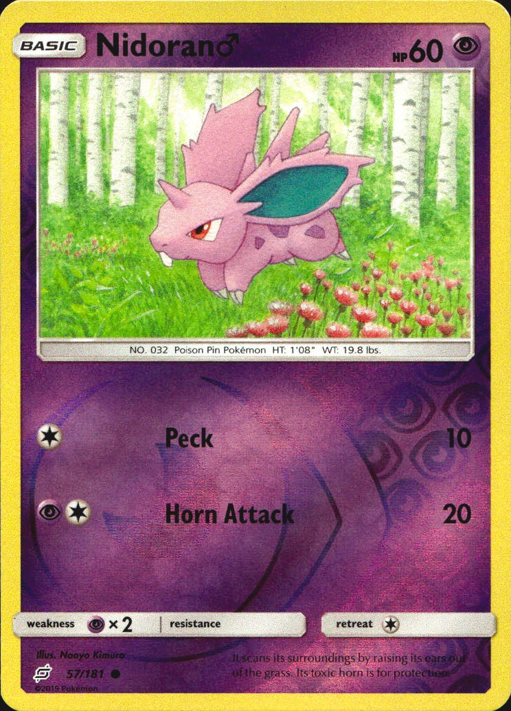Nidoran M 57/181 Common Team Up Pokemon Reverse Holo Near Mint