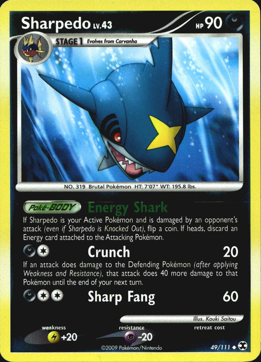 Sharpedo 49/111 Uncommon Rising Rivals Pokemon Reverse Holo Near Mint