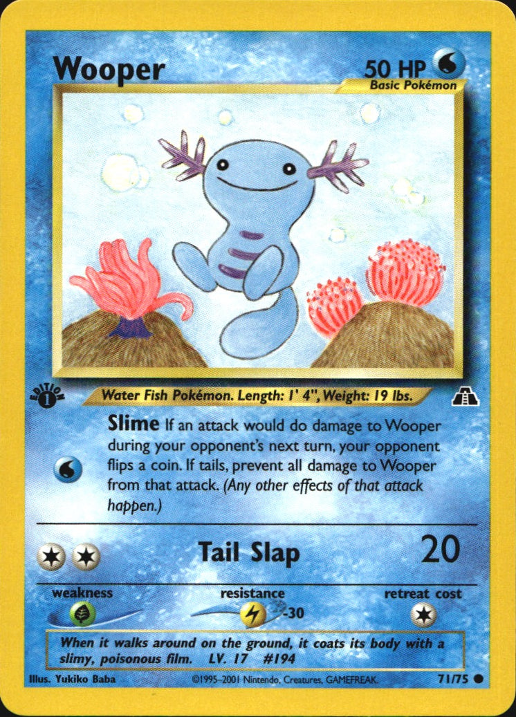 Wooper 71/75 Common Neo Discovery Pokemon 1st Edition Near Mint