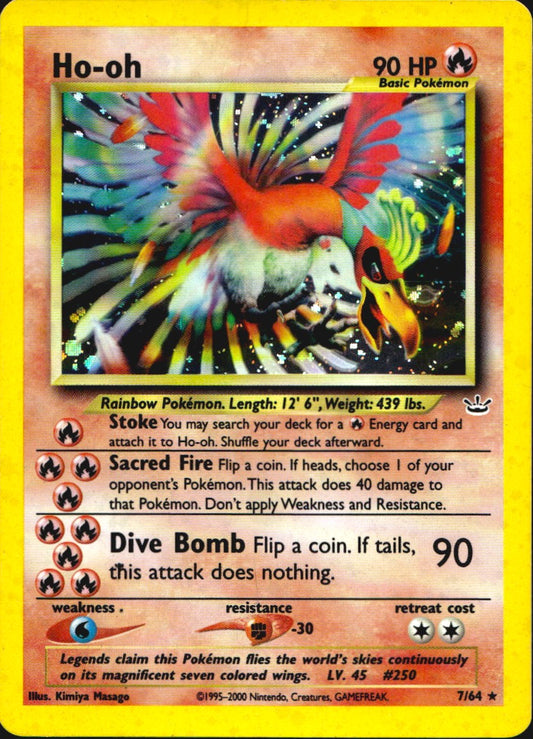 Ho-oh 7/64 Holo Rare Neo Revelation Pokemon Moderately Played
