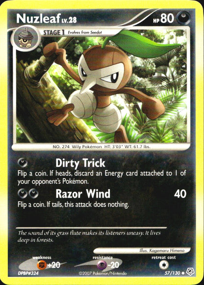 Nuzleaf 57/130 Uncommon Diamond & Pearl Pokemon Near Mint
