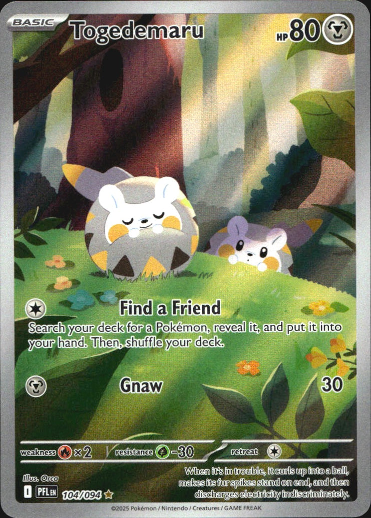 Togedemaru 104/094 Illustration Rare Phantasmal Flames Pokemon Near Mint