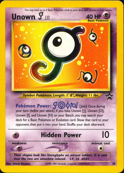Unown [J] 38 Promo Wizards Black Star Promos Pokemon Near Mint