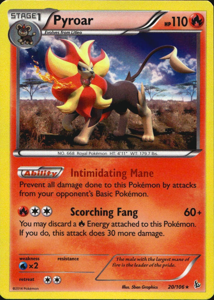 Pyroar 20/106 Holo Rare Flashfire Pokemon Near Mint