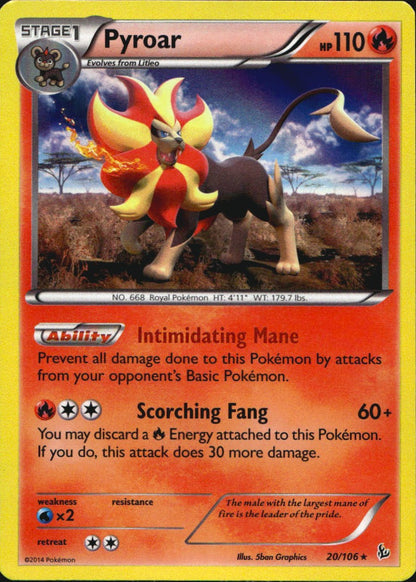 Pyroar 20/106 Holo Rare Flashfire Pokemon Near Mint