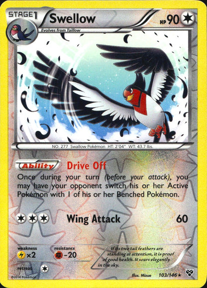 Swellow 103/146 Rare XY Pokemon Reverse Holo Near Mint