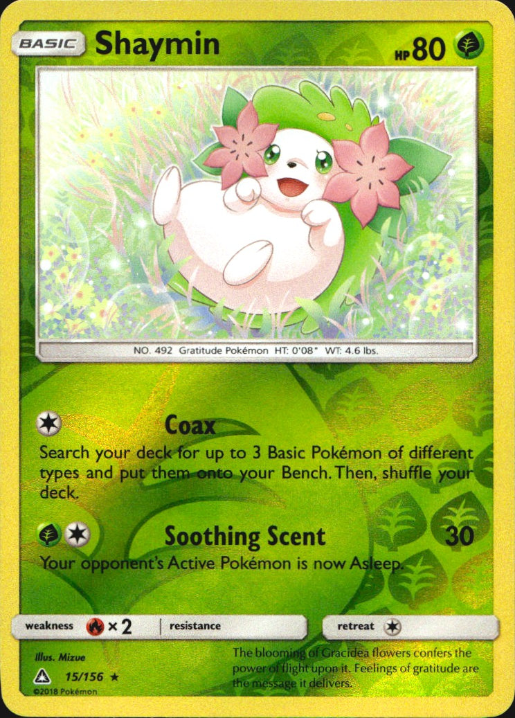 Shaymin 15/156 Holo Rare Ultra Prism Pokemon Reverse Holo Near Mint