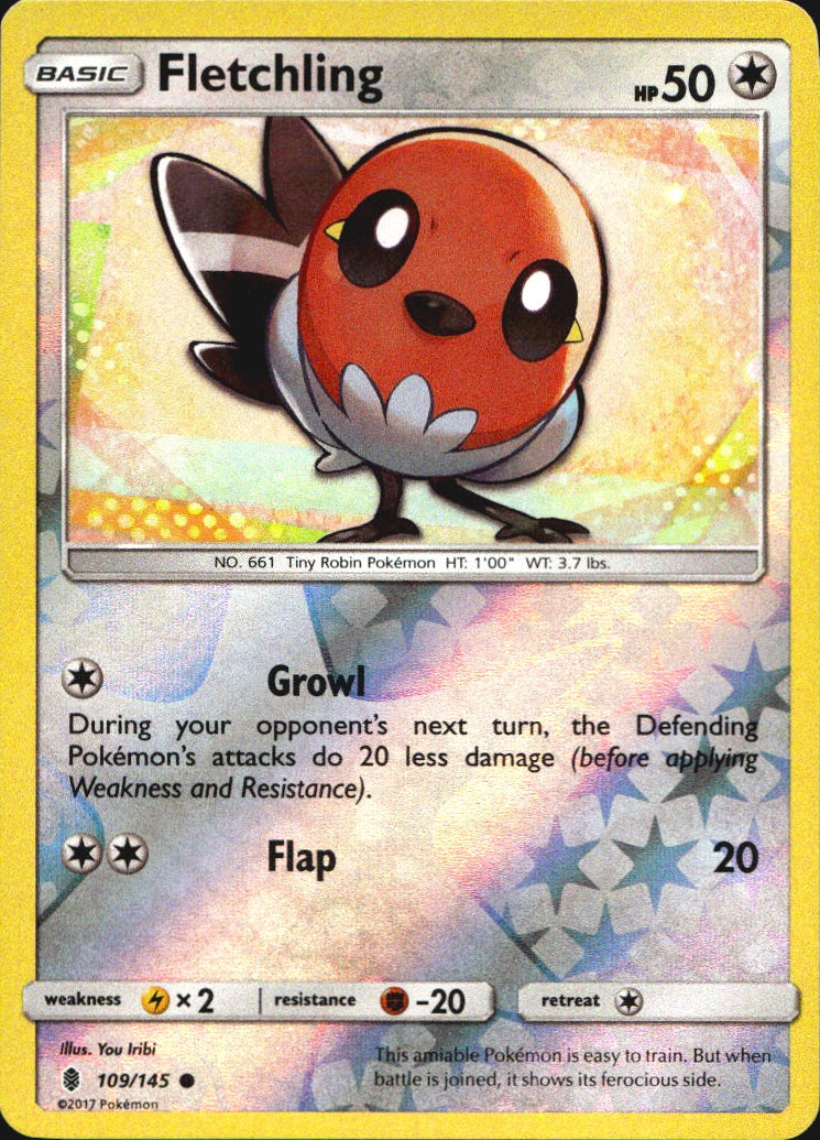 Fletchling 109/145 Common Guardians Rising Pokemon Reverse Holo Near Mint