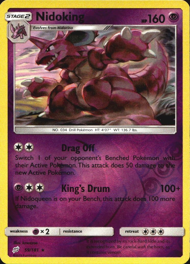 Nidoking 59/181 Rare Team Up Pokemon Reverse Holo Near Mint