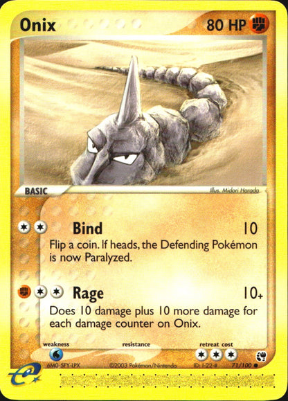 Onix 71/100 Common Sandstorm Pokemon Near Mint