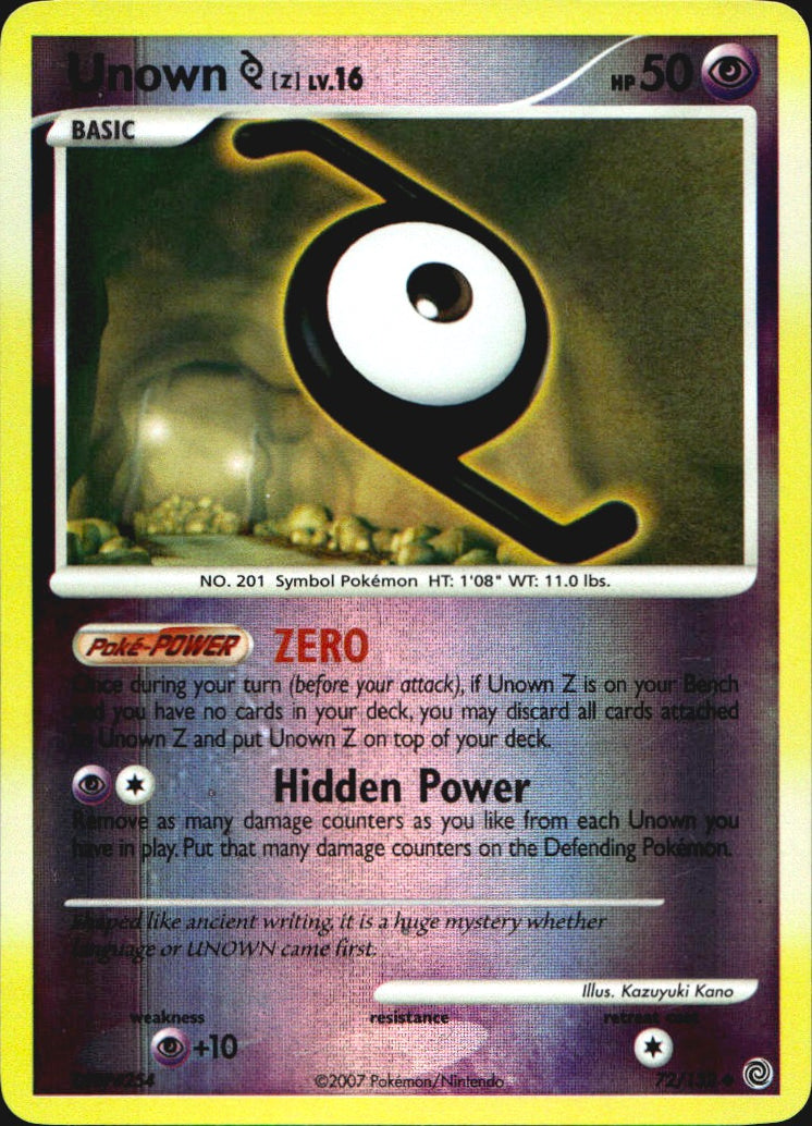 Unown [Z] 72/132 Uncommon Secret Wonders Pokemon Reverse Holo Near Mint