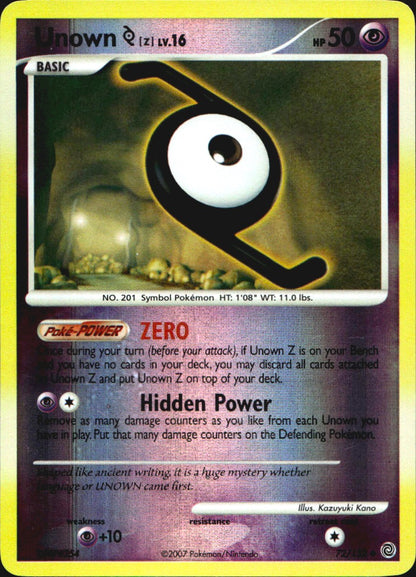 Unown [Z] 72/132 Uncommon Secret Wonders Pokemon Reverse Holo Near Mint