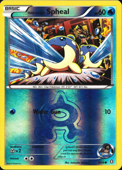 Team Aqua's Spheal 3/34 Common Double Crisis Pokemon Reverse Holo Near Mint