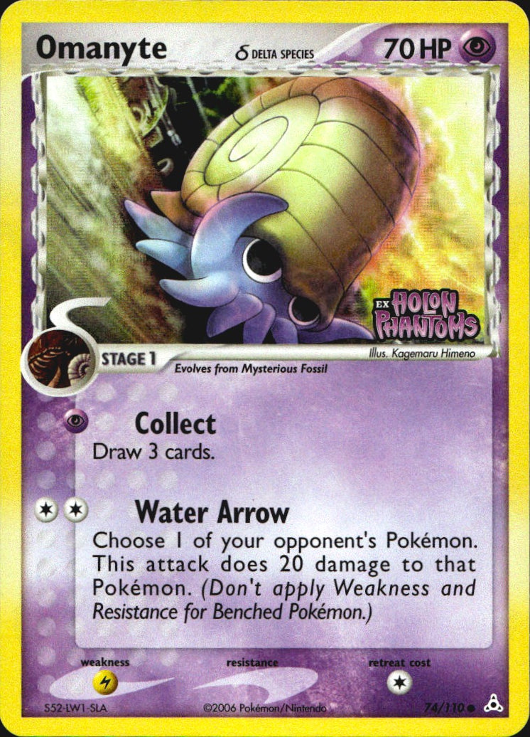 Omanyte 74/110 Common Holon Phantoms Pokemon Reverse Holo Near Mint